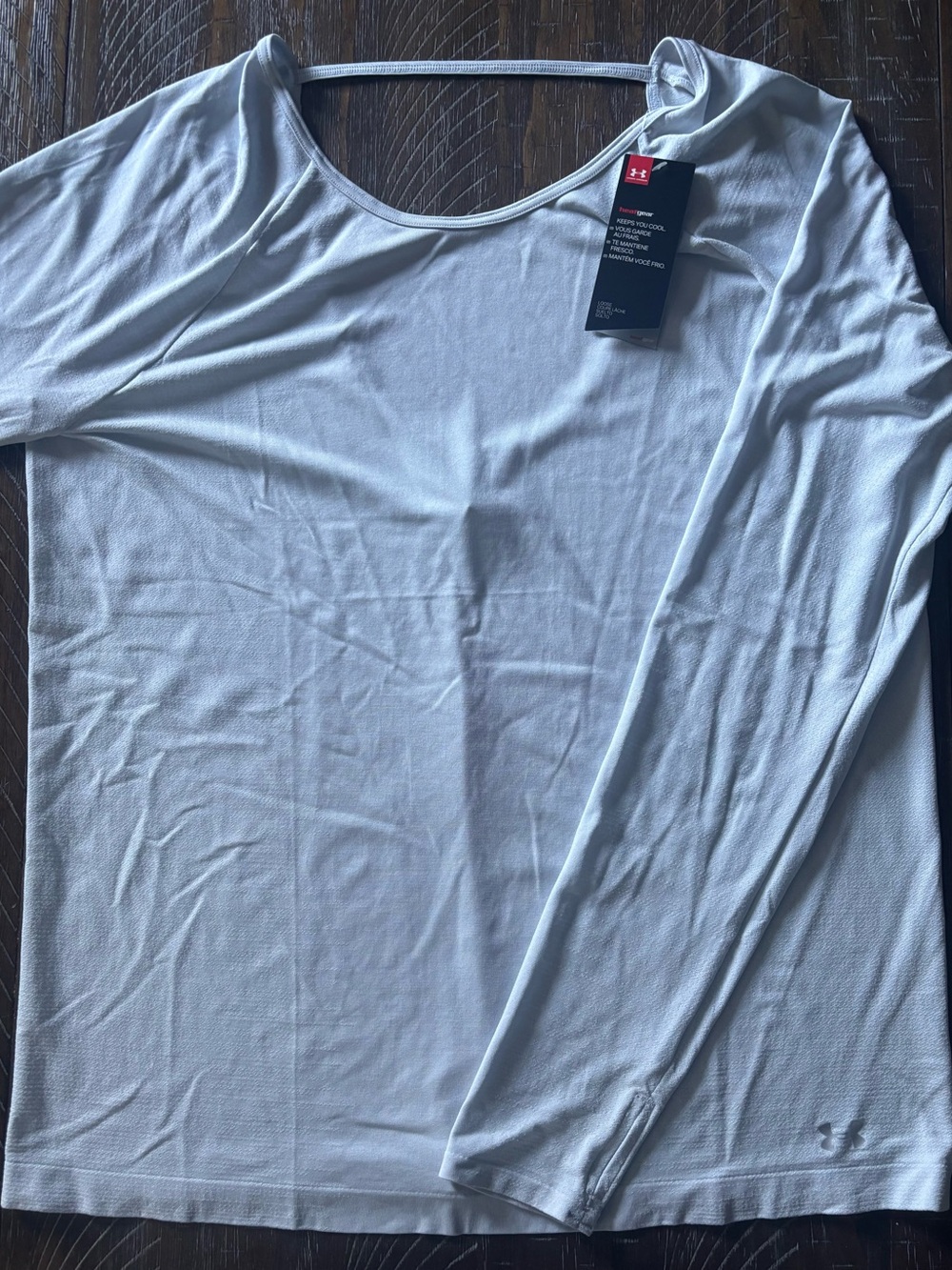 Under Armour White Scoop Neck Long Sleeve Performance Top